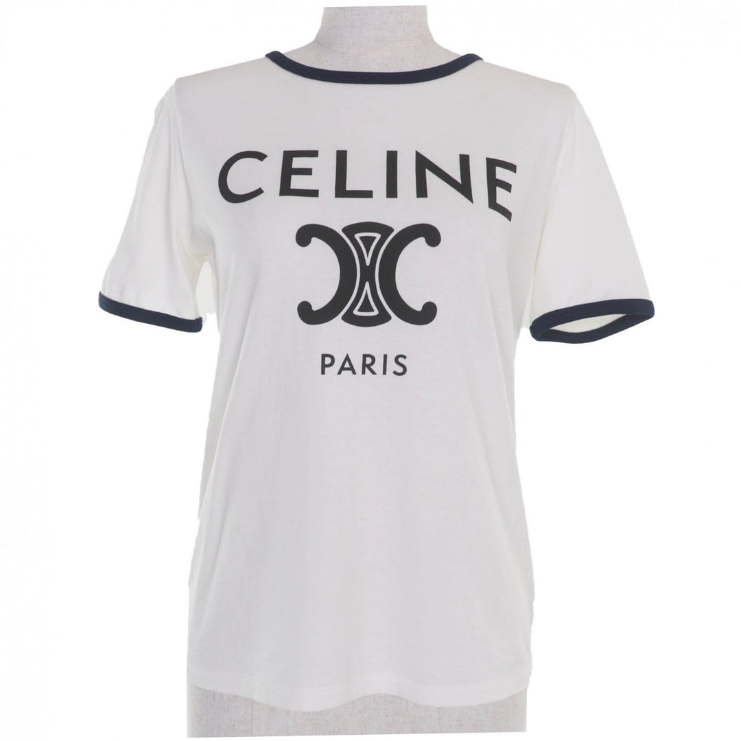 Great CELINE Short sleeve Hedi CELINE PARIS Triomphe logo print crew neck XS 2X872671Q