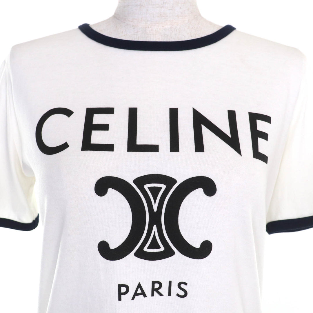 Great CELINE Short sleeve Hedi CELINE PARIS Triomphe logo print crew neck XS 2X872671Q