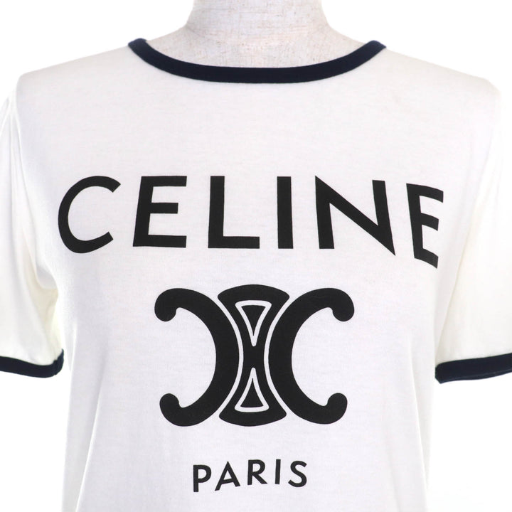 Great CELINE Short sleeve Hedi CELINE PARIS Triomphe logo print crew neck XS 2X872671Q