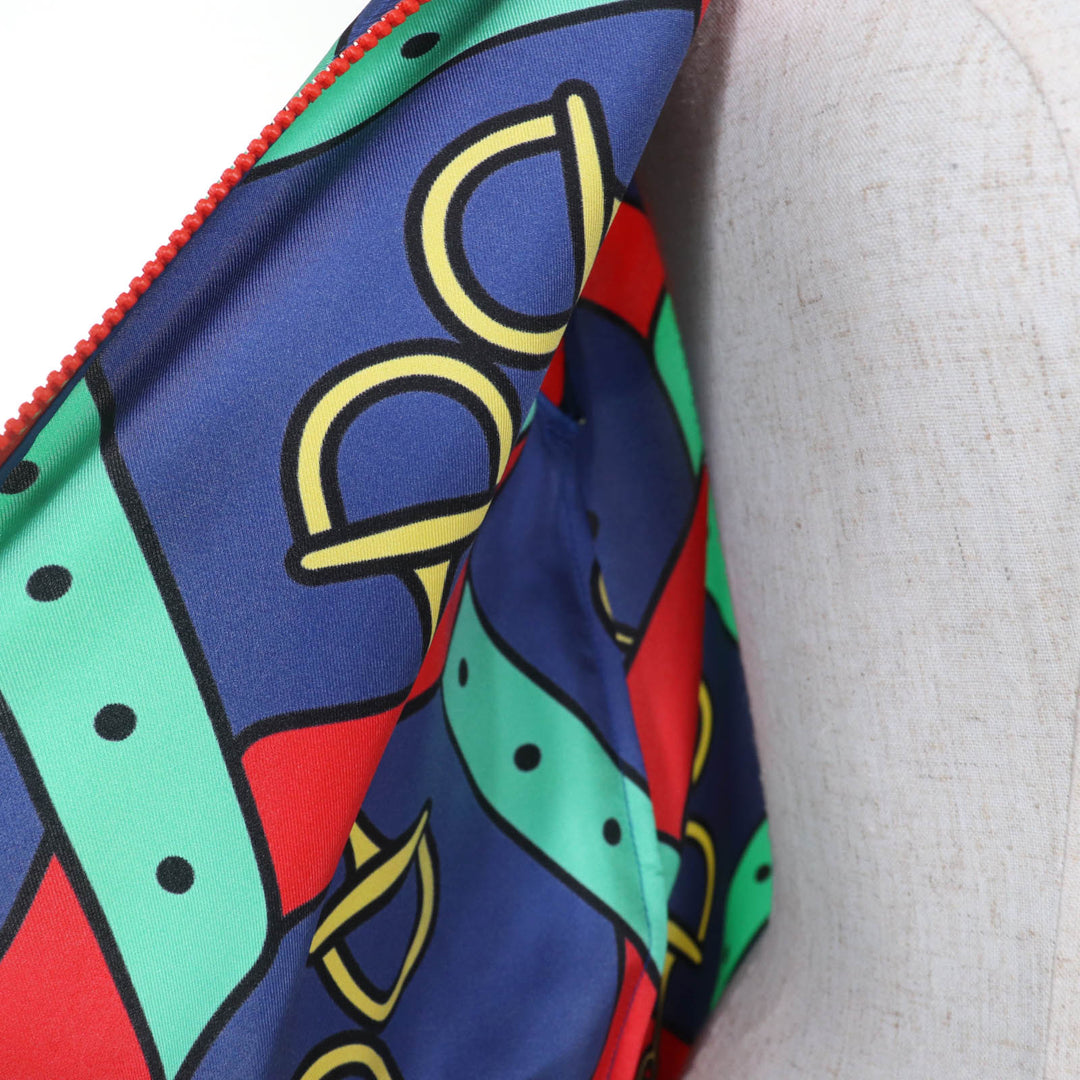 Pristine GUCCI Jacket Horsebit Pattern Sherry Line GG Marmont Buckle silk Women