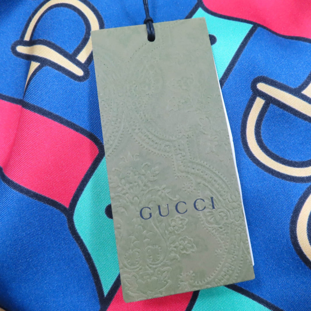 Pristine GUCCI Jacket Horsebit Pattern Sherry Line GG Marmont Buckle silk Women