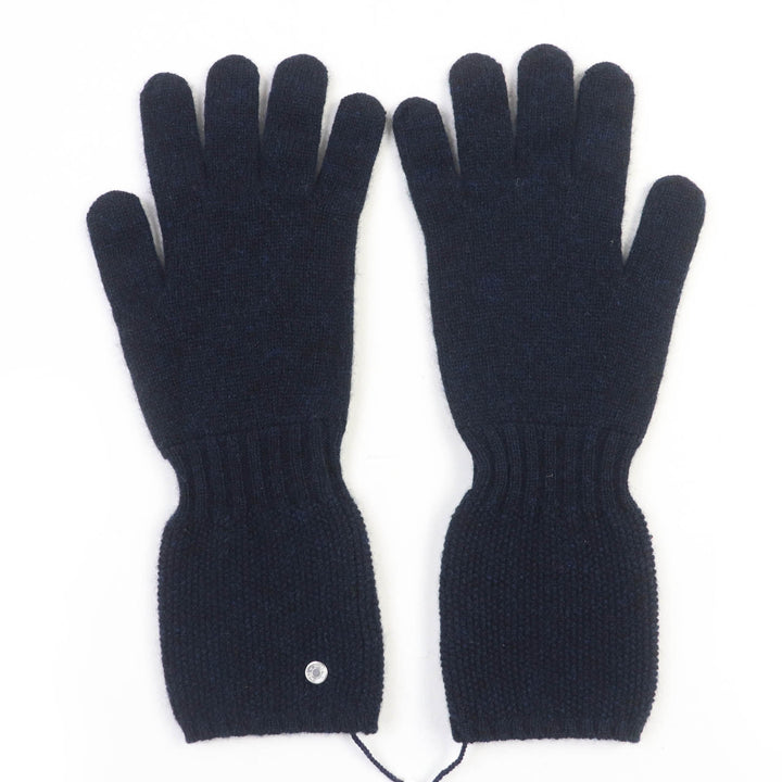 Pristine HERMES gloves Serie Metal Knit Navy cashmere Women S