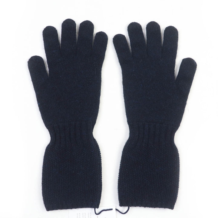 Pristine HERMES gloves Serie Metal Knit Navy cashmere Women S