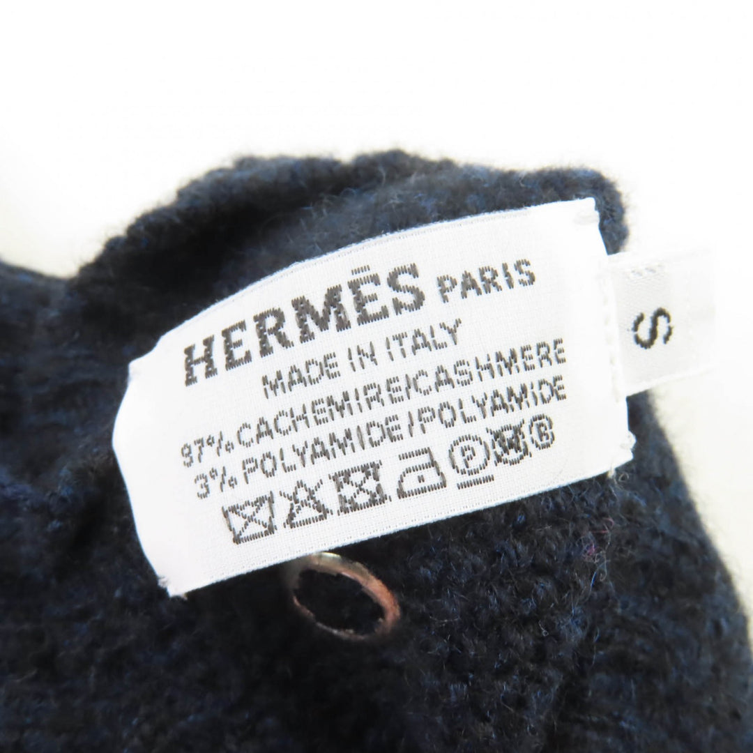 Pristine HERMES gloves Serie Metal Knit Navy cashmere Women S