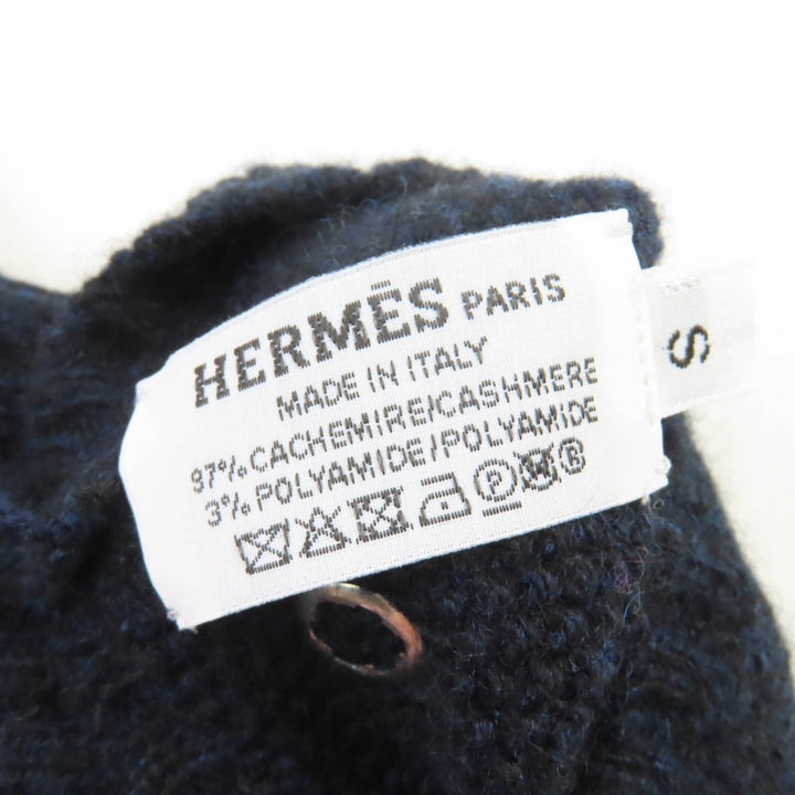 Pristine HERMES gloves Serie Metal Knit Navy cashmere Women S