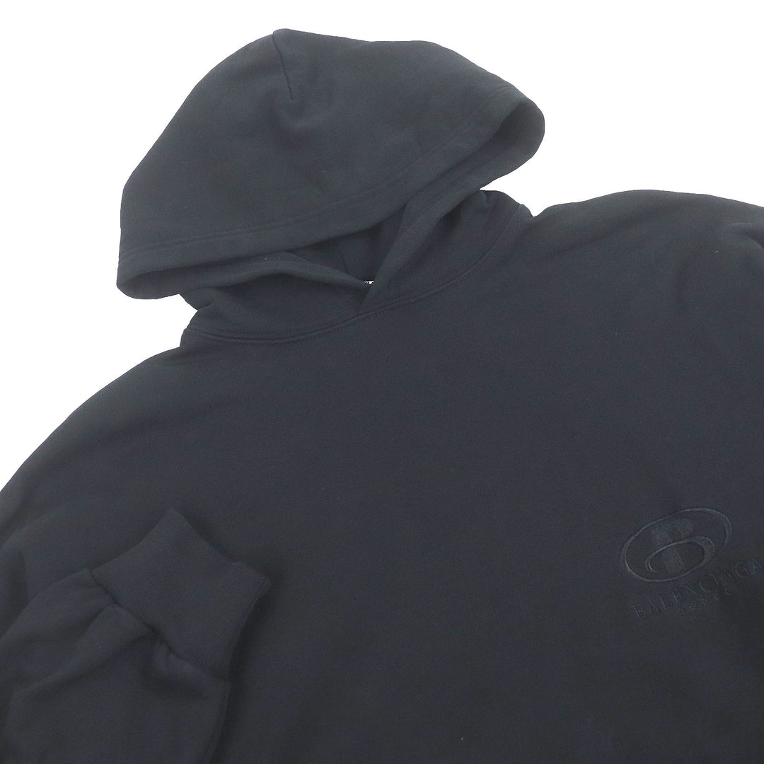 Great BALENCIAGA hoodie Logo embroidered pullover hoodie black cotton mens 1
