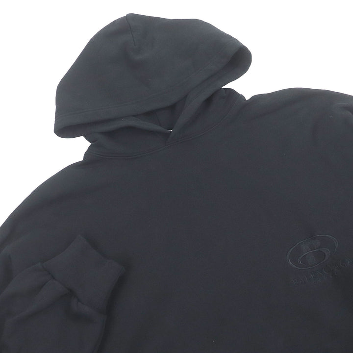 Great BALENCIAGA hoodie Logo embroidered pullover hoodie black cotton mens 1