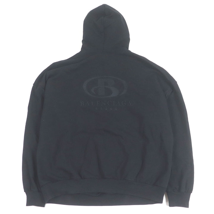 Great BALENCIAGA hoodie Logo embroidered pullover hoodie black cotton mens 1