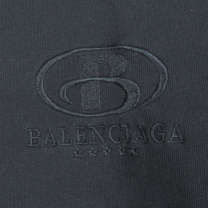 Great BALENCIAGA hoodie Logo embroidered pullover hoodie black cotton mens 1
