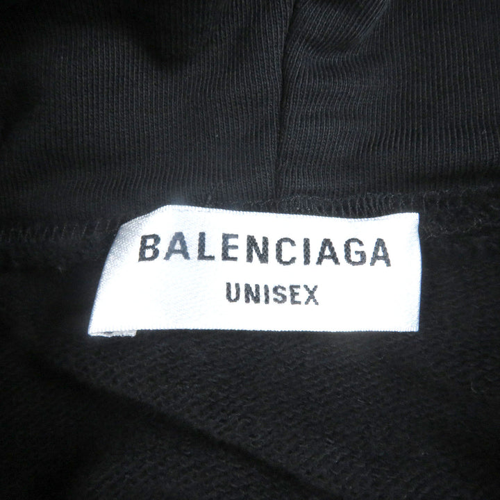 Great BALENCIAGA hoodie Logo embroidered pullover hoodie black cotton mens 1