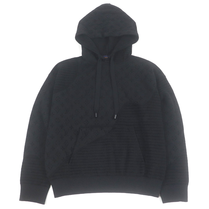 LOUIS VUITTON hoodie Graphic Jacquard Hoodie Monogram knit black wool