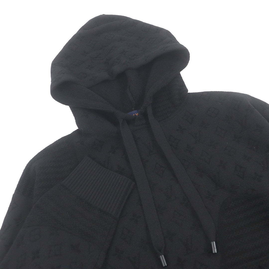 Excellent LOUIS VUITTON hoodie Graphic Jacquard Hoodie black wool mens S 1AHCMW