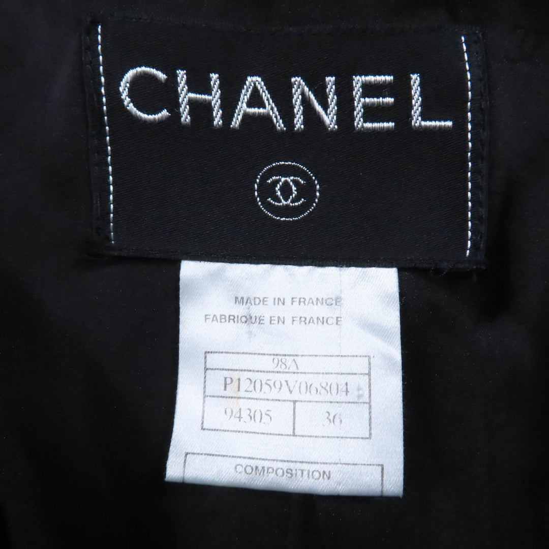 CHANEL coat COCO Mark Button Gathered Design black Women 36 98A P12059V06804