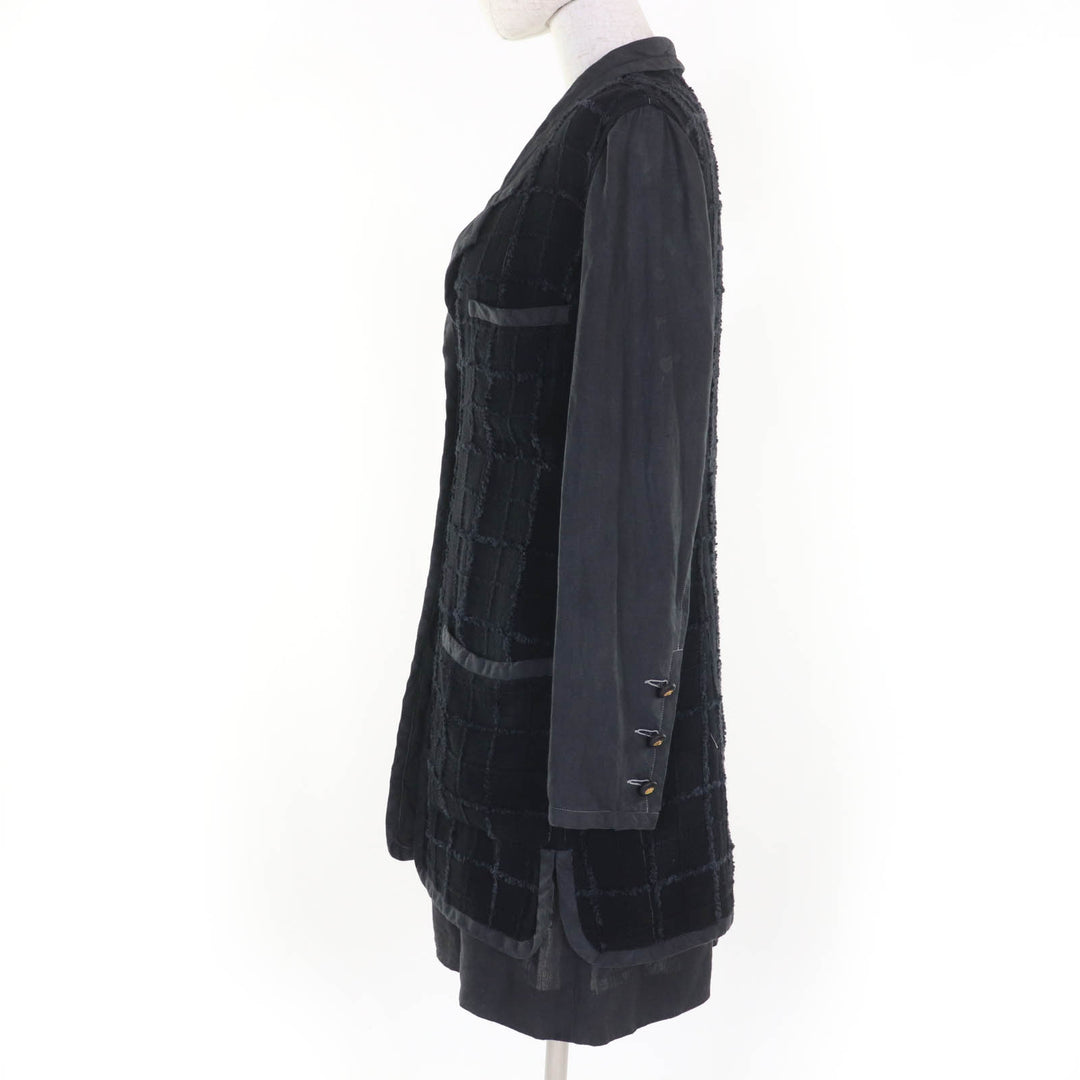 Very Good CHANEL ensemble Linen COCO Mark Jacket and Dress Gray wool Women 38