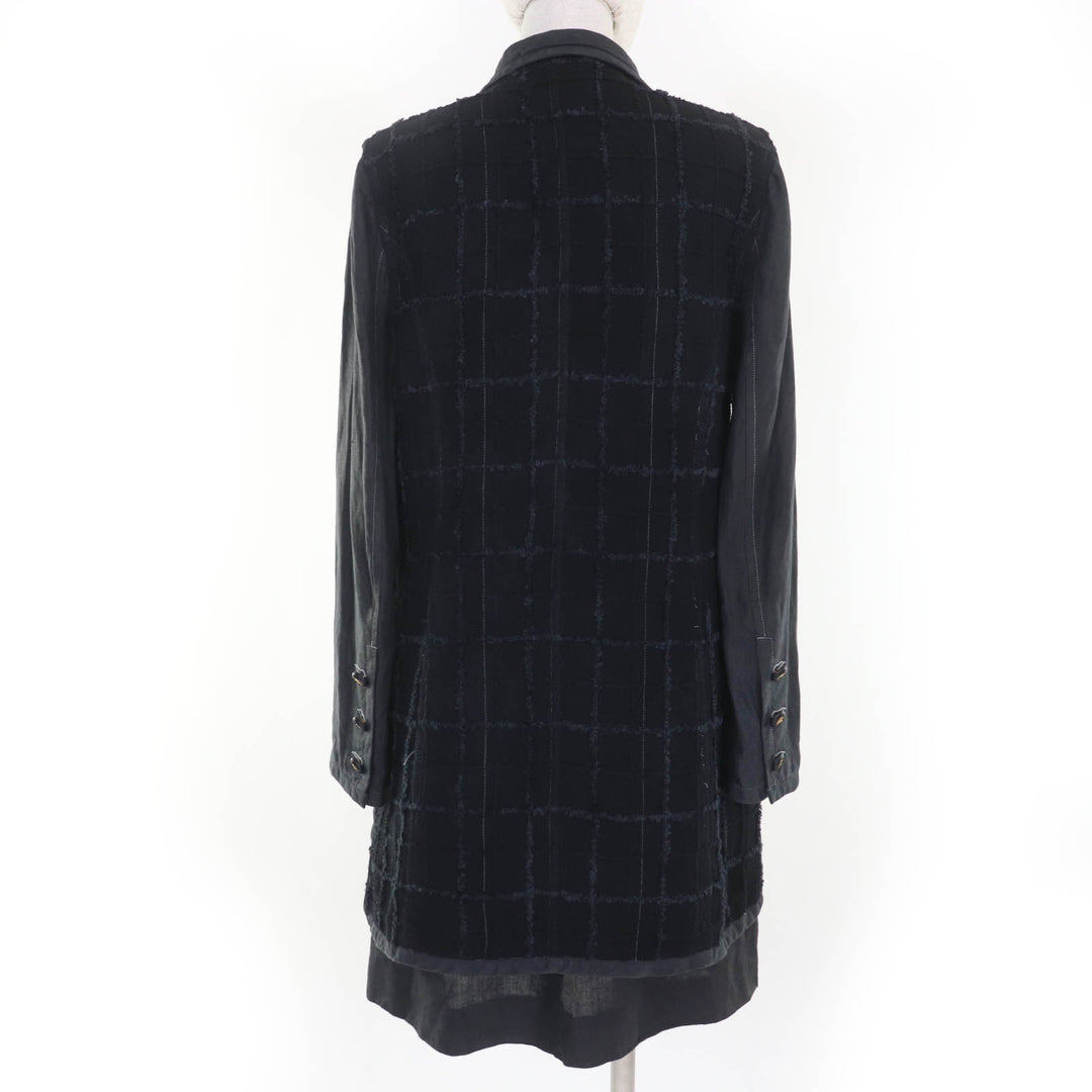 Very Good CHANEL ensemble Linen COCO Mark Jacket and Dress Gray wool Women 38
