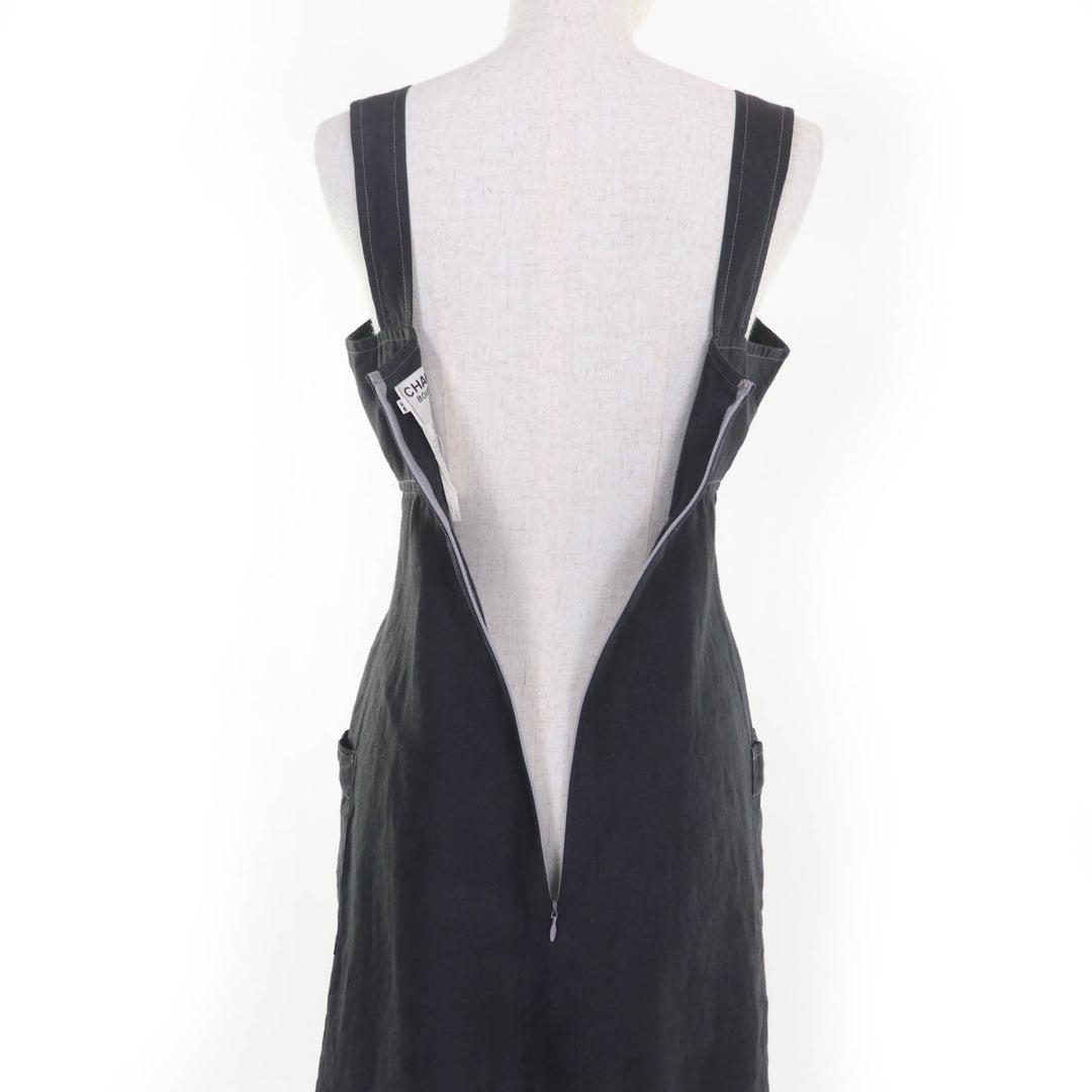 Very Good CHANEL ensemble Linen COCO Mark Jacket and Dress Gray wool Women 38