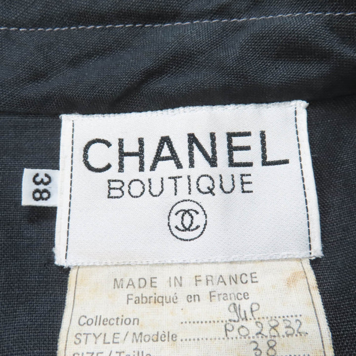 Very Good CHANEL ensemble Linen COCO Mark Jacket and Dress Gray wool Women 38