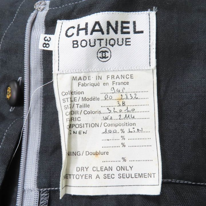 Very Good CHANEL ensemble Linen COCO Mark Jacket and Dress Gray wool Women 38