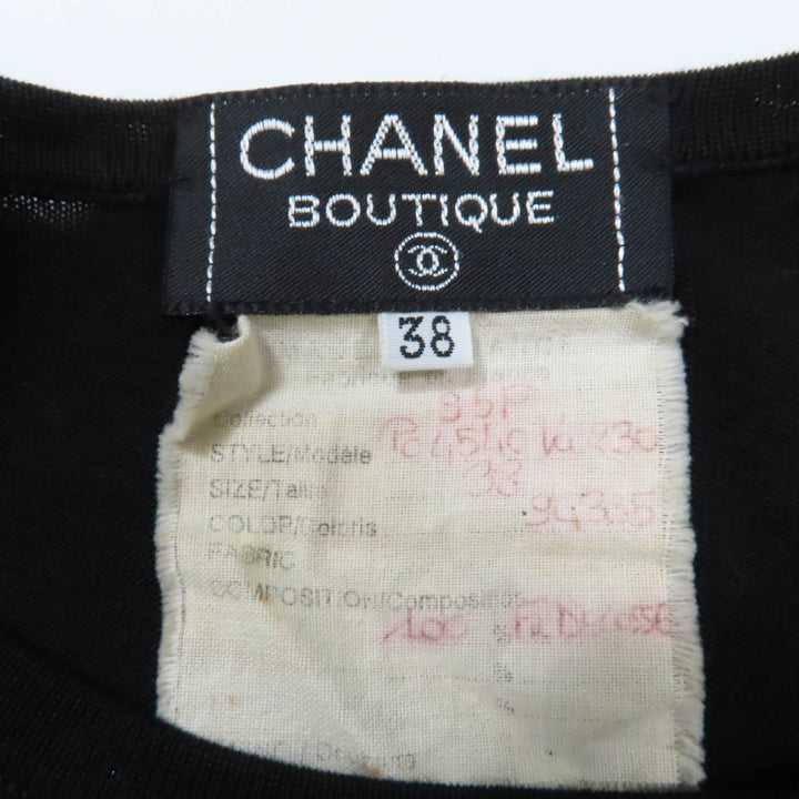 CHANEL トップス ココマーク 半袖ニット ブラック コットン レディース 38 95P P04540