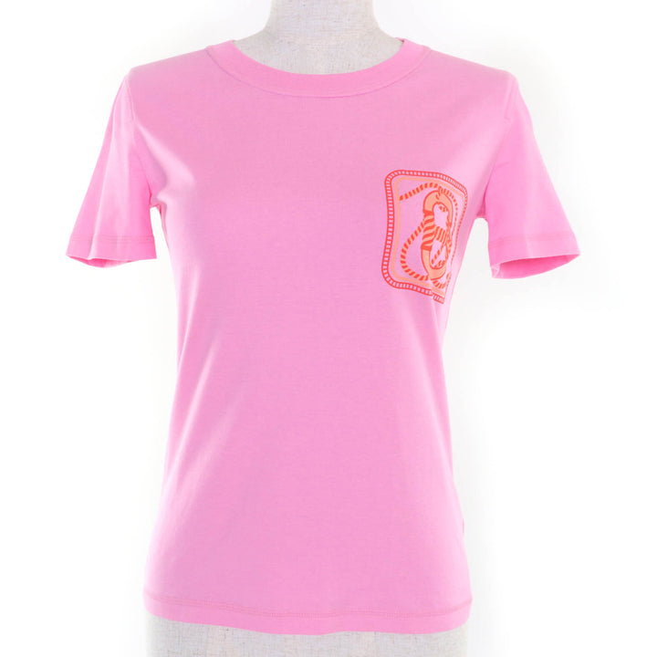 Excellent HERMES Short sleeve T-shirt Canoe Chne Dunkel pink cotton Women 34