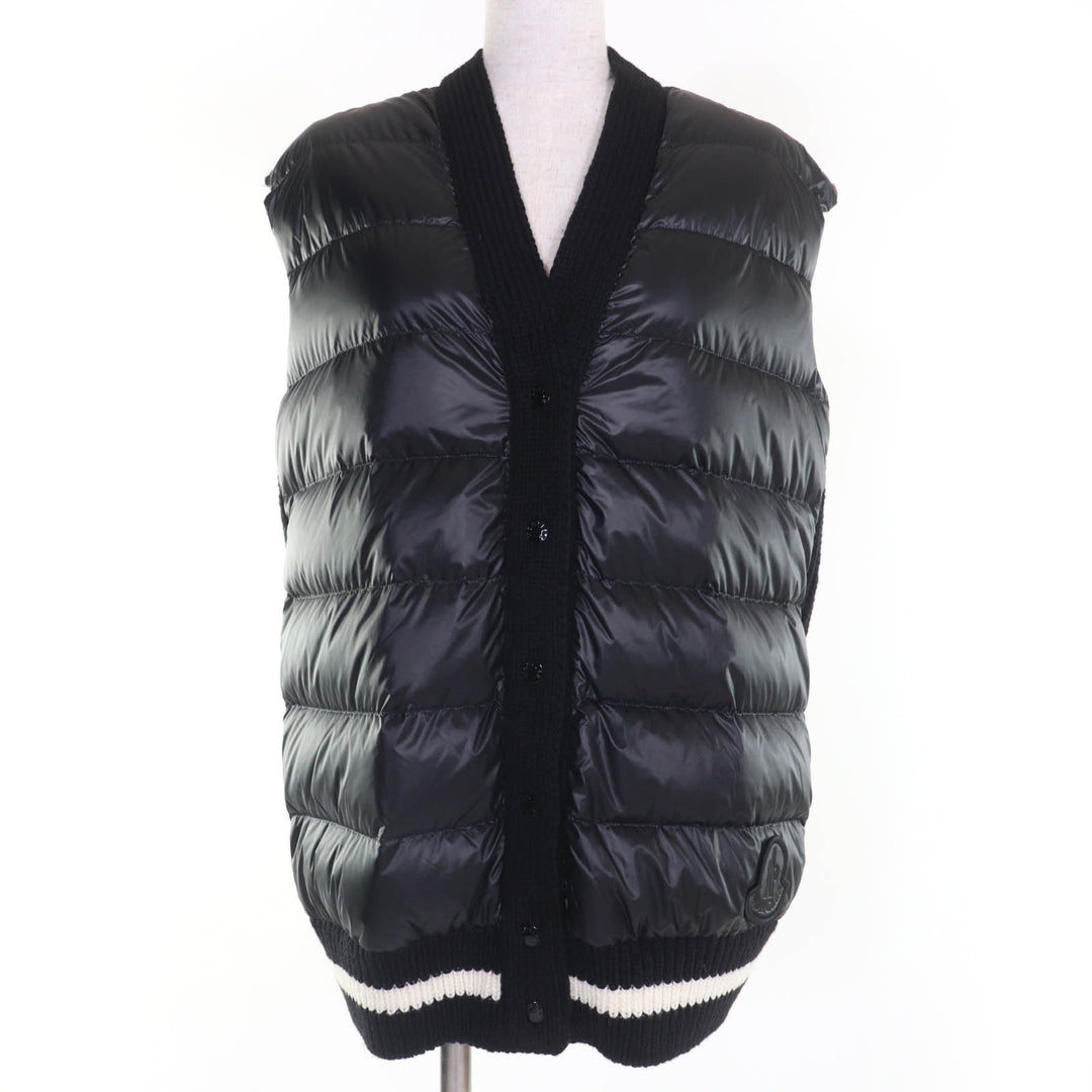 新品 MONCLER ダウンベスト GILET TRICOT ニット切り替えデザイン 大きなロゴパッチ付き XS