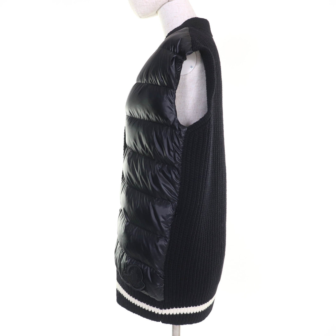 Pristine MONCLER Down vest GILET TRICOT Knit switching design with logo patch XS