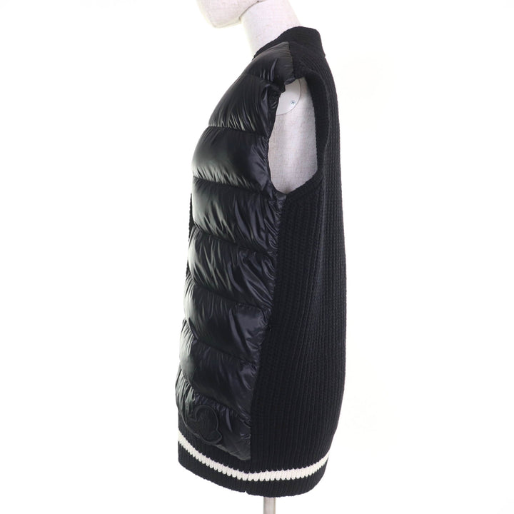 Pristine MONCLER Down vest GILET TRICOT Knit switching design with logo patch XS