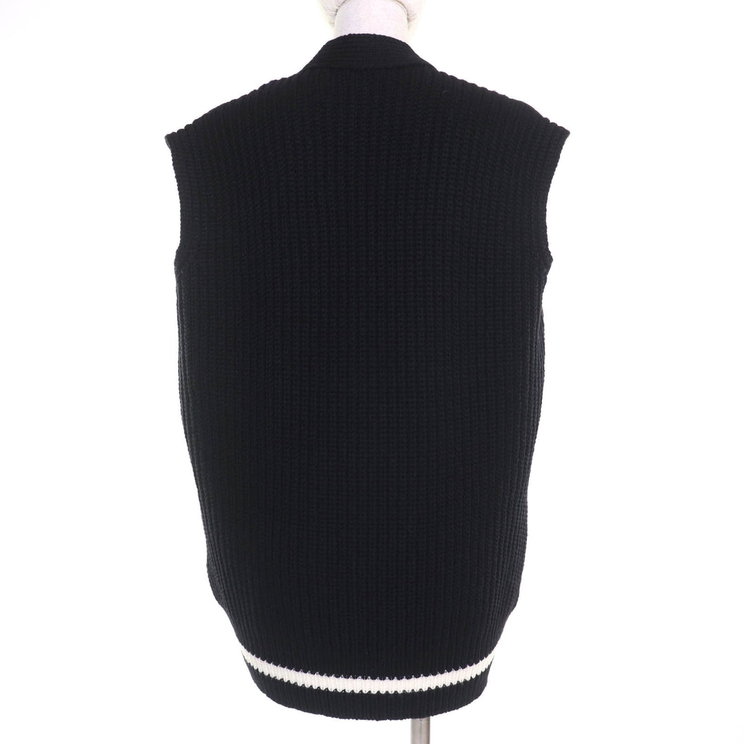 新品 MONCLER ダウンベスト GILET TRICOT ニット切り替えデザイン 大きなロゴパッチ付き XS