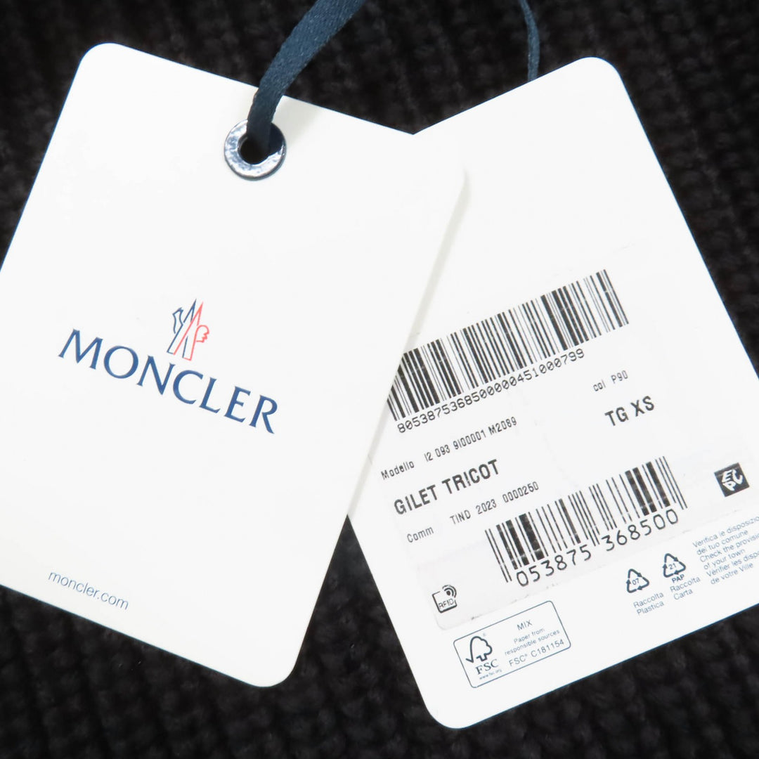 Pristine MONCLER Down vest GILET TRICOT Knit switching design with logo patch XS