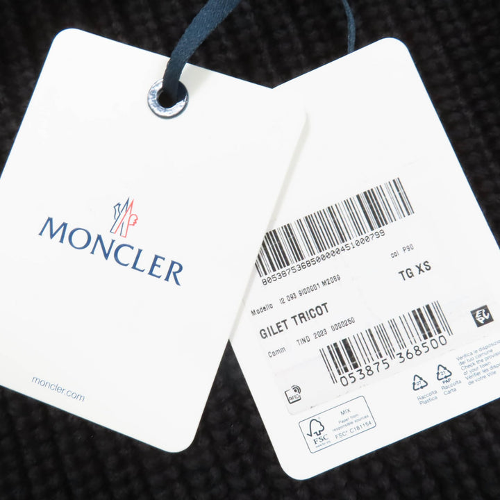 Pristine MONCLER Down vest GILET TRICOT Knit switching design with logo patch XS