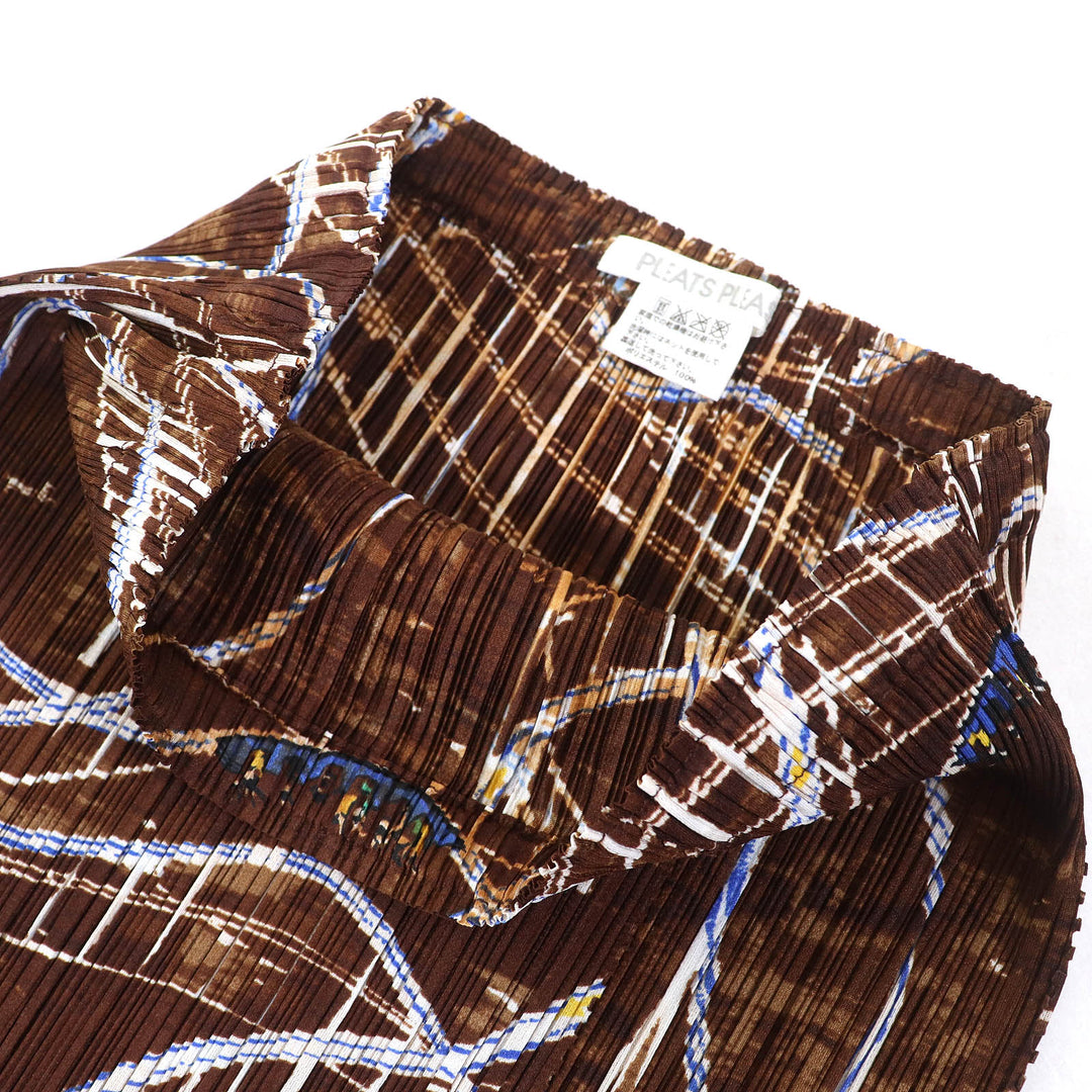 Excellent PLEATS PLEASE skirt Amusement Park Roller Coaster Pattern Long 2