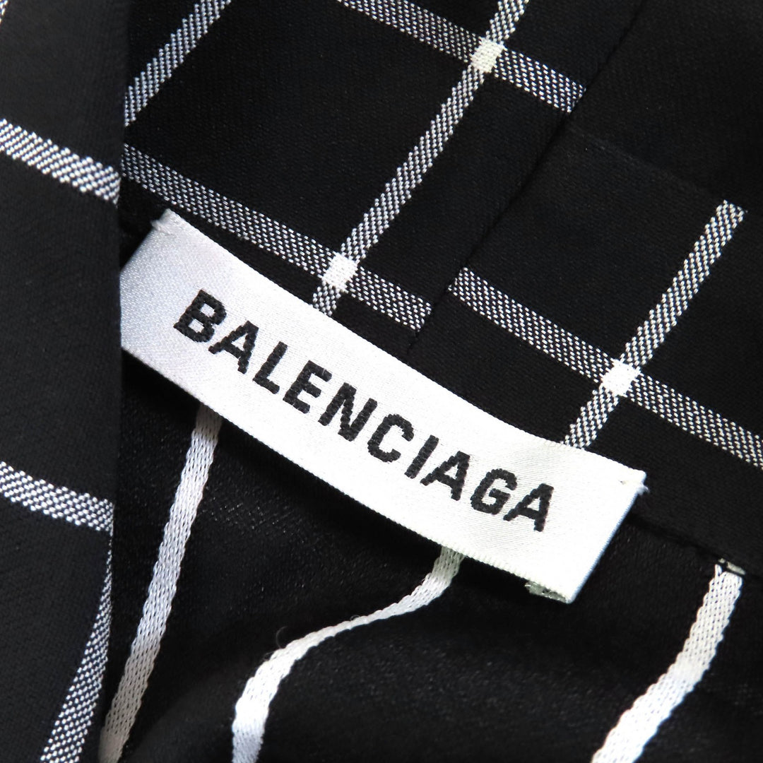 Excellent BALENCIAGA ensemble Check Pattern Asymmetrical Cut-Off Vest Dress 34