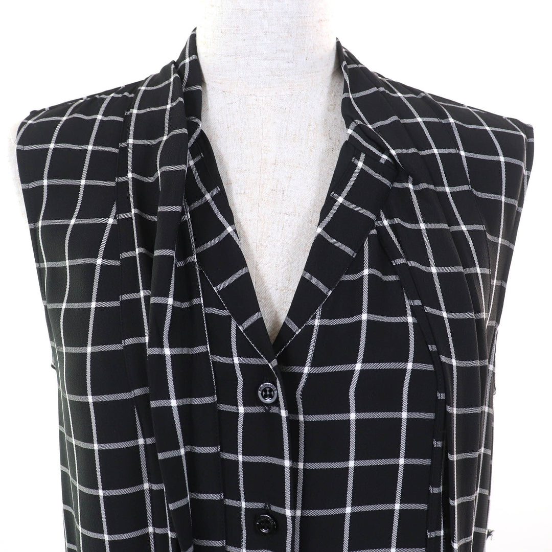 Excellent BALENCIAGA ensemble Check Pattern Asymmetrical Cut-Off Vest Dress 34