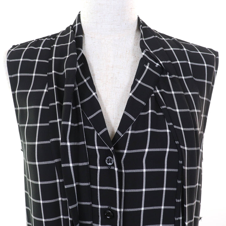 Excellent BALENCIAGA ensemble Check Pattern Asymmetrical Cut-Off Vest Dress 34