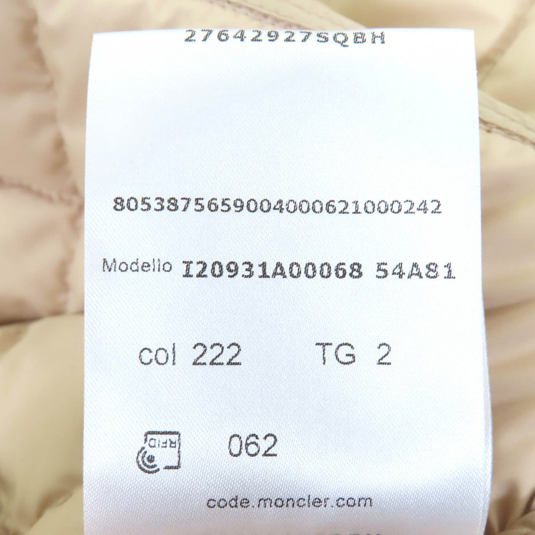Pristine MONCLER Down jacket COURLIS Logo patch quilted light Sand beige Women 2
