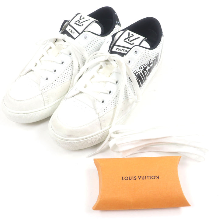素晴らしい LOUIS VUITTON ローカットスニーカー ホワイト ブラック レザー メンズ 7.5 1ACF0A