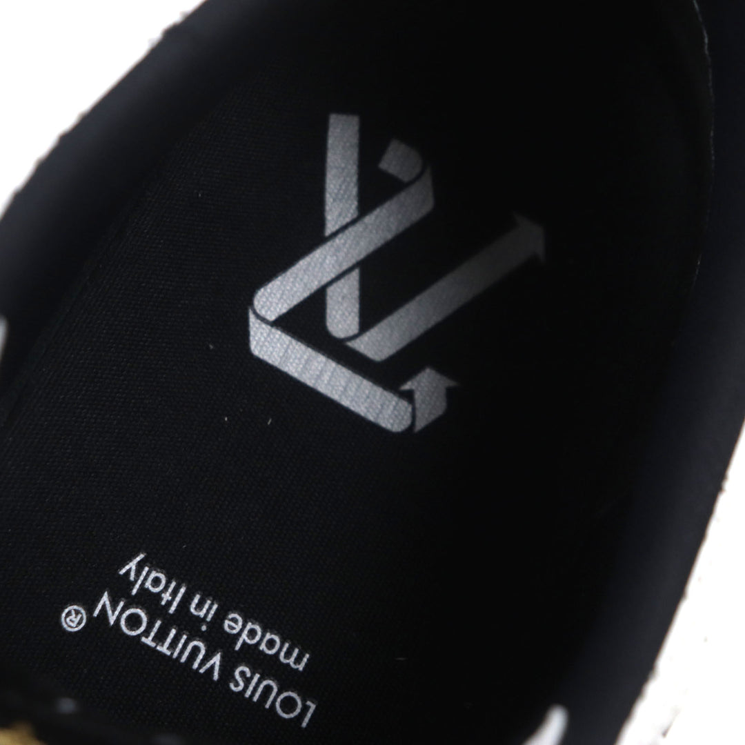 Great LOUIS VUITTON Low cut sneakers White black leather mens 7.5 1ACF0A
