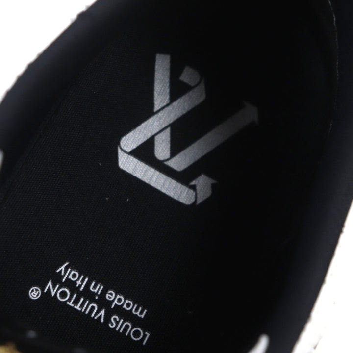 Great LOUIS VUITTON Low cut sneakers White black leather mens 7.5 1ACF0A