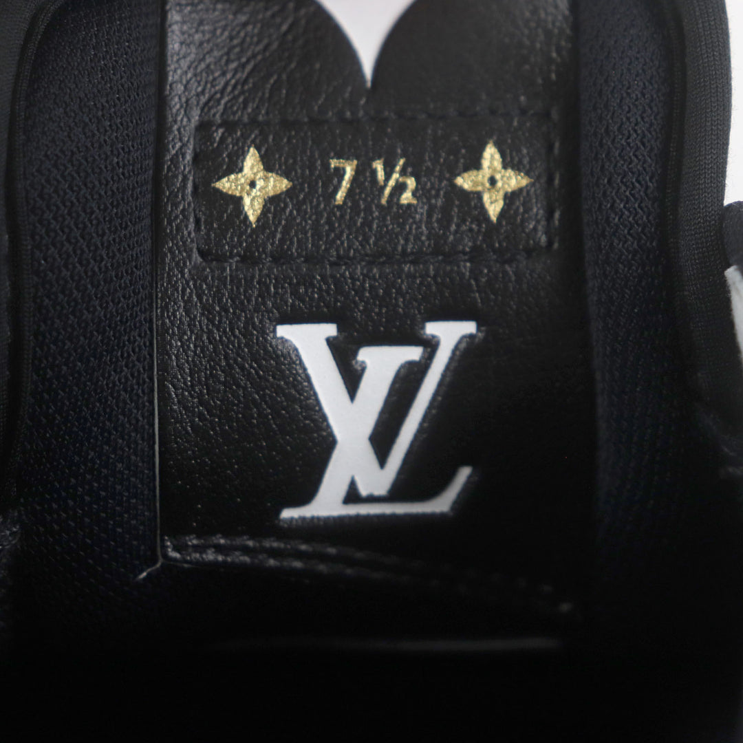 Great LOUIS VUITTON Low cut sneakers White black leather mens 7.5 1ACF0A