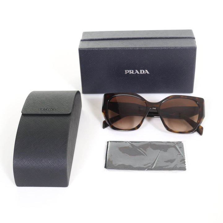 Excellent PRADA sunglasses Tortoiseshell pattern with logo Brown Women SPR19Z