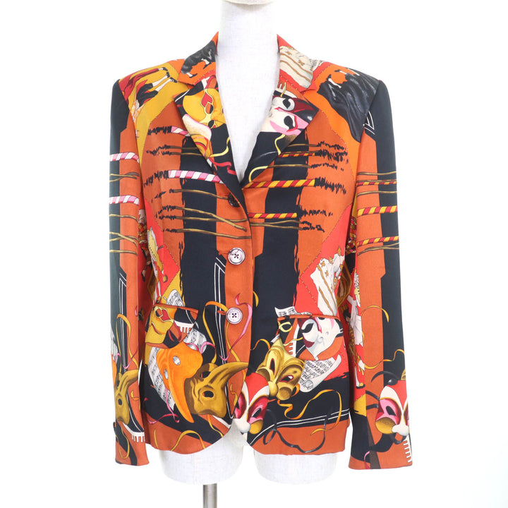 Excellent HERMES jacket LE CARNAVAL DE VENISE With logo button Multi silk 40