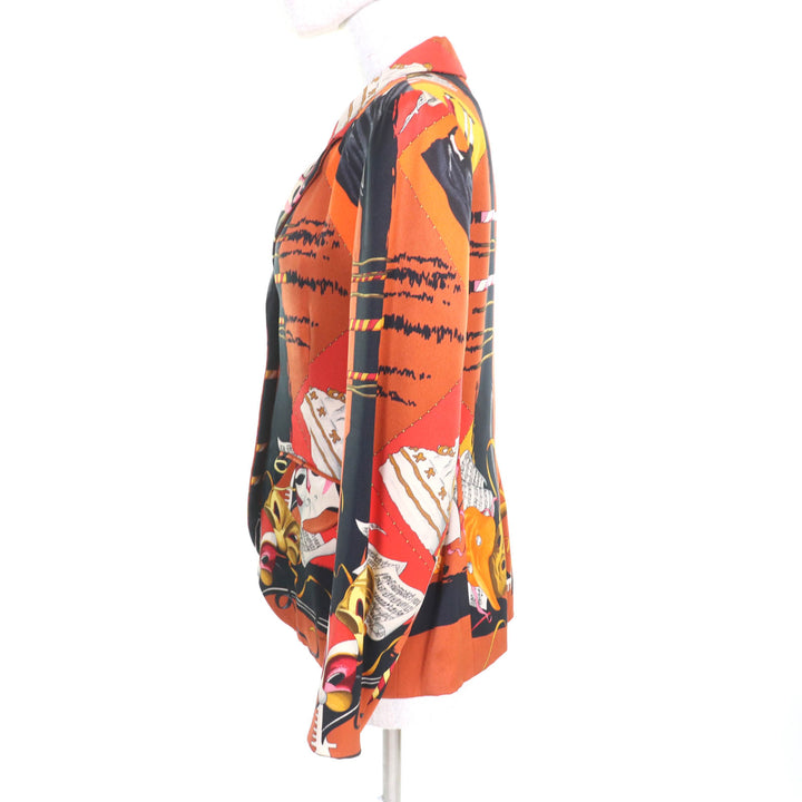 Excellent HERMES jacket LE CARNAVAL DE VENISE With logo button Multi silk 40