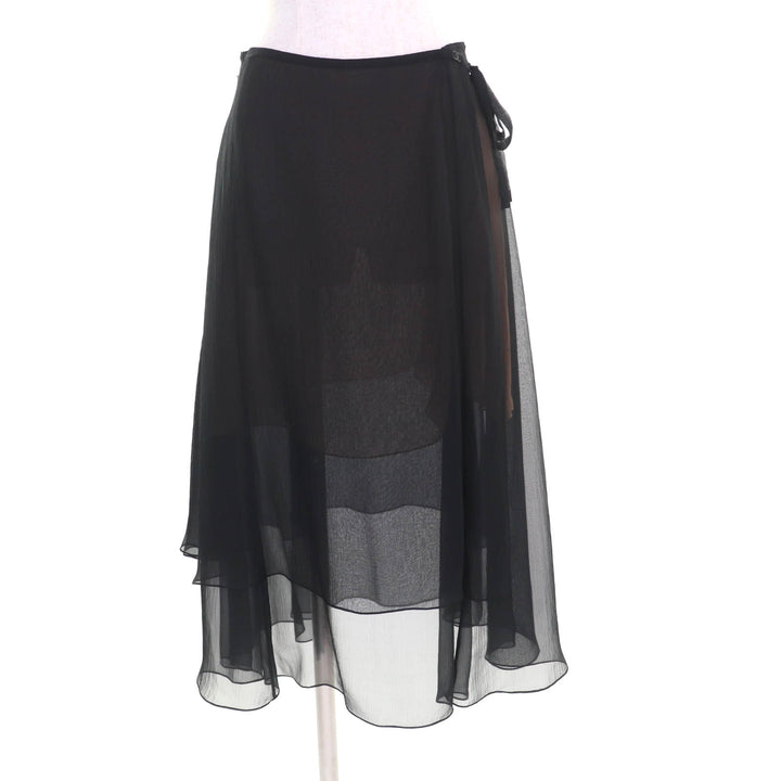 Excellent CHANEL skirt black silk Women 38 P70007