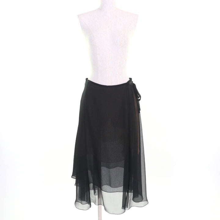 Excellent CHANEL skirt black silk Women 38 P70007
