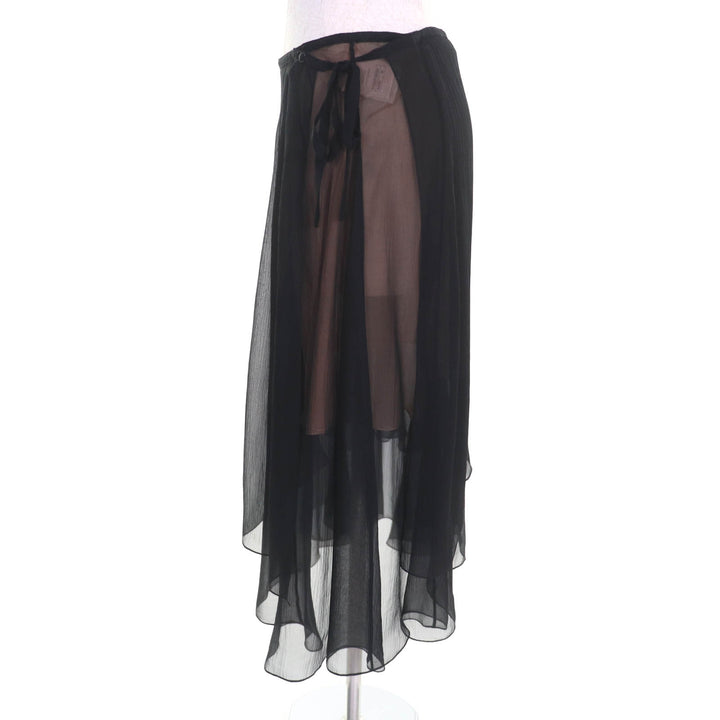 Excellent CHANEL skirt black silk Women 38 P70007