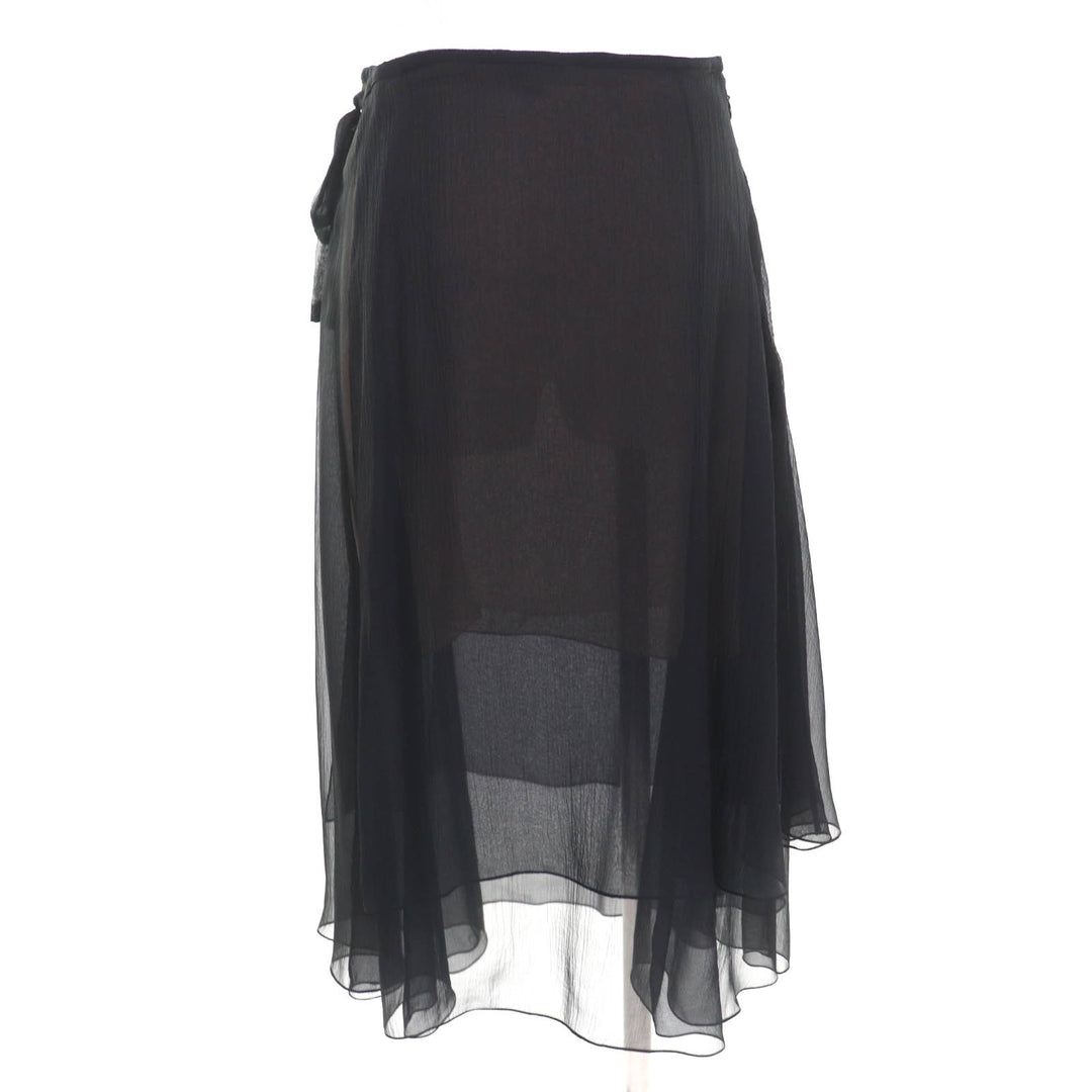 Excellent CHANEL skirt black silk Women 38 P70007
