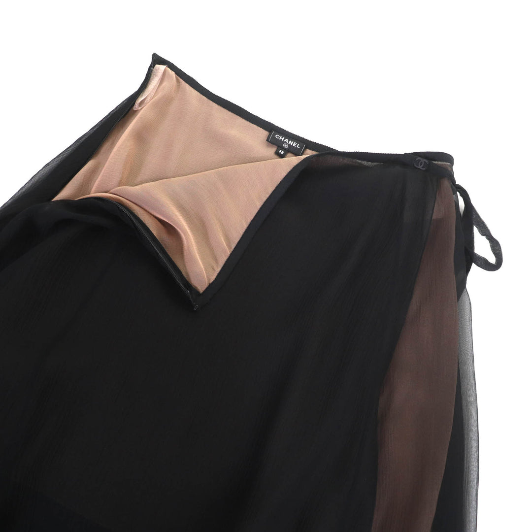 Excellent CHANEL skirt black silk Women 38 P70007