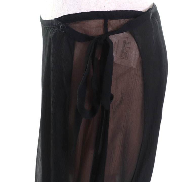 Excellent CHANEL skirt black silk Women 38 P70007