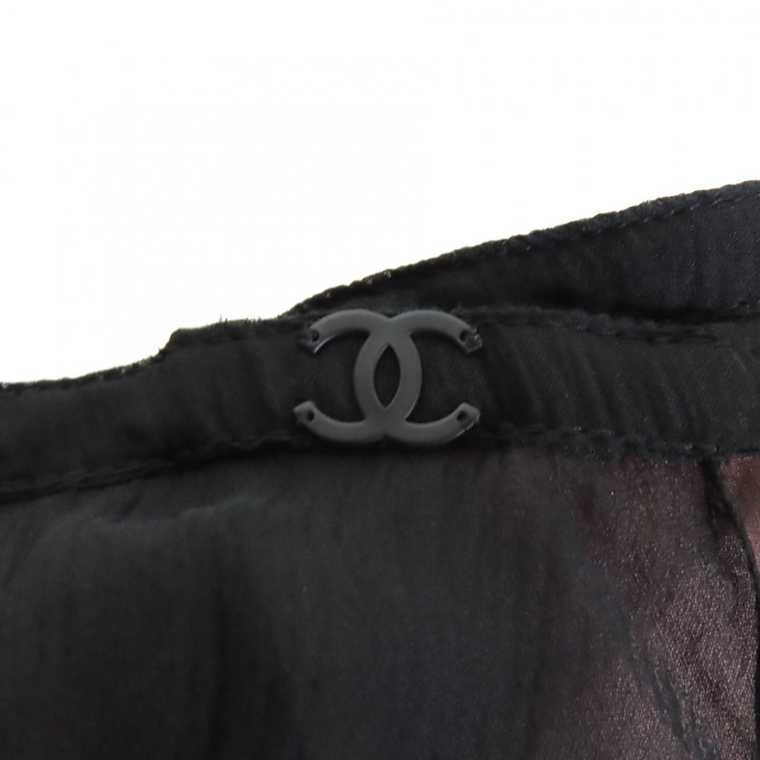 Excellent CHANEL skirt black silk Women 38 P70007