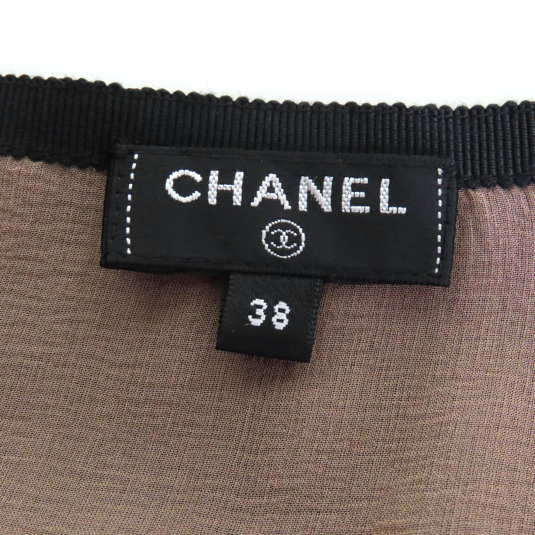 Excellent CHANEL skirt black silk Women 38 P70007